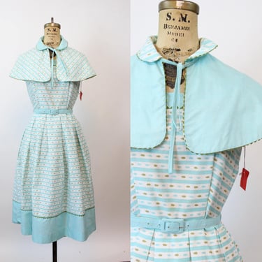 1950s DEADSTOCK BASILA reversible CAPE dress xs | new spring summer 