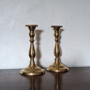 Pair of Heavy Vintage Brass Candlesticks 