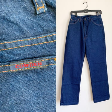 Vintage 1980s Dark Indigo High Waisted Jeans / 30