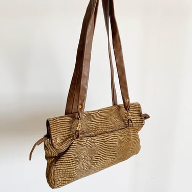 Vintage 80's Brown Leather Castioni Purse, Made in Italy 