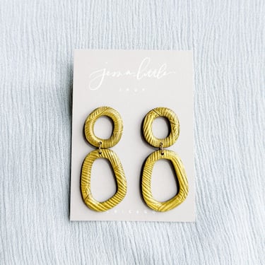 mini Cutout Dangle Earrings in banana leaf | Polymer Clay and Resin Statement Earrings Nickel Free Hypoallergenic Posts, Lightweight Jewelry 