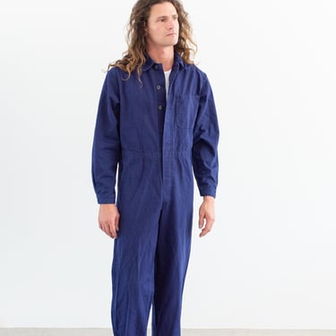 Vintage True Blue Jumpsuit | Unisex Herringbone Twill Cotton Coverall Mechanic Suit Boilersuit Onesie | Washed Deadstock | M | COV26 