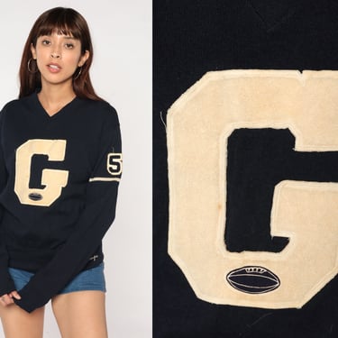 50s Football Sweater Wool Varsity Pullover G 56 Cougar CBL Champs Capital Beltway League Washington DC Letterman Vintage 1950s Mens Small S 