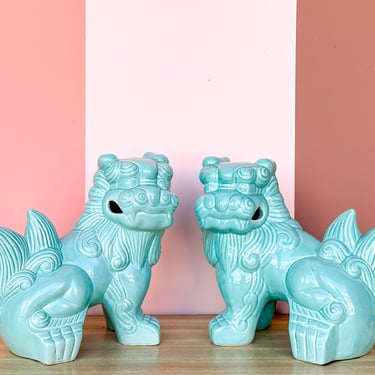 Pair of Turquoise Foo Dogs