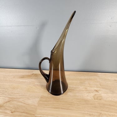 Smoked Glass Pitcher Vase 14" Tall 
