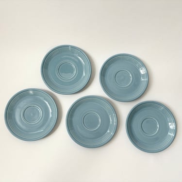 Set of 5 Fiestaware Homer Laughlin Baby Blue Saucer Plates 