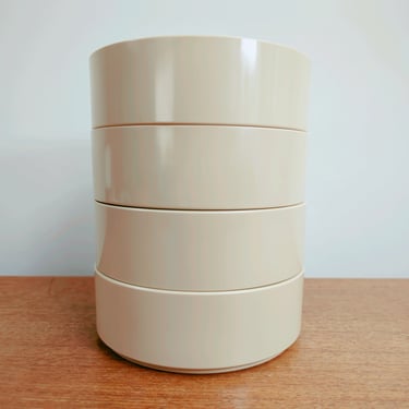 Vintage Oblique Melamine Bowls | Beige Tan | Mod | 1970s 
