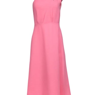 Reiss - Coral Pink One Shoulder Midi Cocktail Dress Sz 2