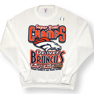 Vintage NWT 1998 Denver Broncos Football Super Bowl Champions “Back 2 Back” Big Print Crewneck Sweatshirt Pullover Size Medium/Large 