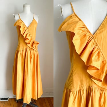 Vintage Orangey-Yellow Drop Waist Sundress / S-M 
