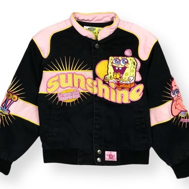 Vintage 90s Jeff Hamilton Kids/Youth SpongeBob SquarePants “A Little Ray Of Sunshine” Embroidered Racing Jacket Size Youth Medium 