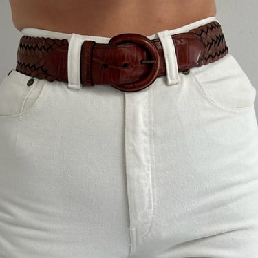 Vintage Braided & Embossed Leather Belt