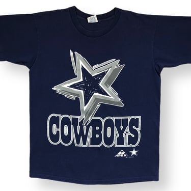 Vintage 1993 Apex One Dallas Cowboys Big Logo Print NFL Graphic T-Shirt Size Large 