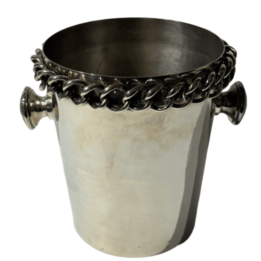 Silverplate Art Deco Champagne Cooler with Chain Detail by Plata Lappas