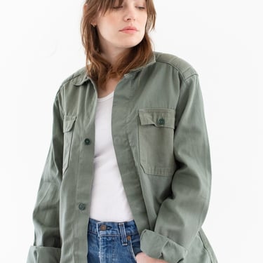 Vintage Sage Green Work Jacket | Unisex Cotton Utility | Made in Italy | M | IT463 
