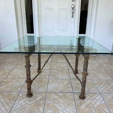 Ilana Goor - Style Brutalist Iron Coffee Table W/ Glass Top 