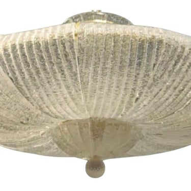 Vintage Clear Murano Glass Flush Mount in Style Barovier e Toso. Italy, 1960's.