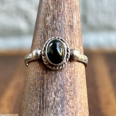 Sterling Silver Black Onyx Ring Vintage Retro 90s Fashion 925 Jewelry Gemstone 