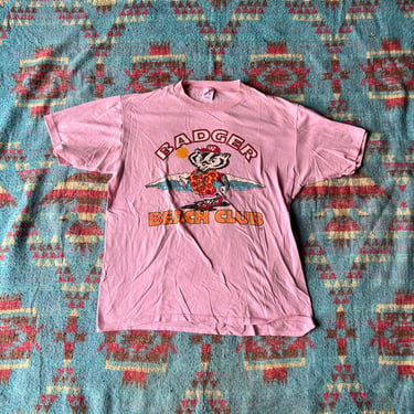 Vintage 80s Wisconsin Badger Beach Club Shirt 