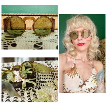 1930s Sunglasses // Blocker Green Lens Celluloid Sunglasses // vintage 30s Sunnies 