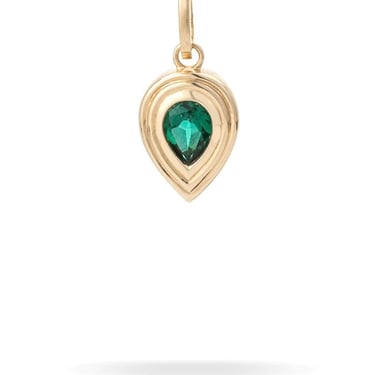 Groovy Pear Emerald Hinged Charm - Lab Grown - 14K Yellow Gold