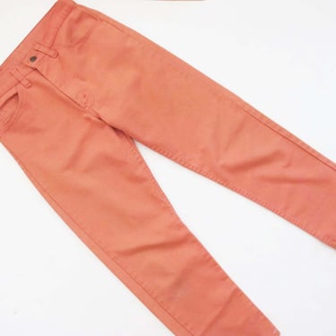 Vintage Levis 505 Cotton Twill Pants 28 - 1980s Coral Pink Womens High Waist Tapered Leg Levis Trouser Pants - Preppy Pastel Pant 