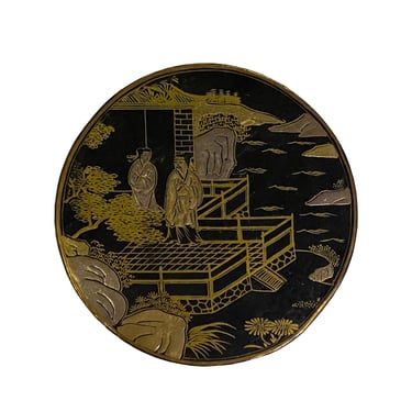 Chinese Black Lacquer Golden Graphic Round Display Box ws2230E 