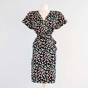 Amazing 1980's Made in Italy Two-Piece Polka Dot Set By Emanuel Ungaro / M