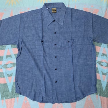 Vintage 50s-60s Men’s Chambray Shirt Washington Dee Cee NOS 17-17-1/2 