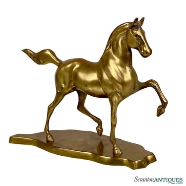 Vintage Traditional Brass Show Horse Ranch Equestrian Sculpture