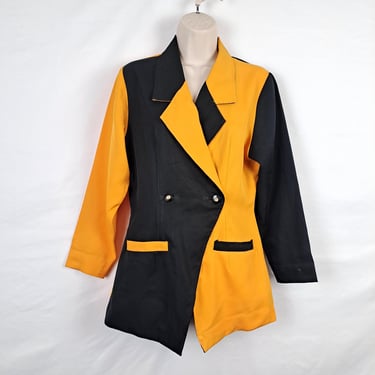 Vintage 90s Black & Yellow Color Block Blazer 