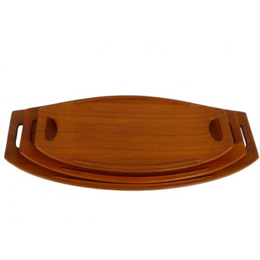 3 Graduated Size Teak Nesting Trays By Jens Quistgaard