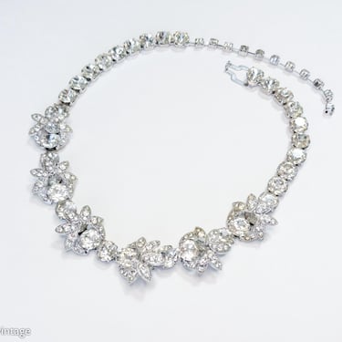 Eisenberg | 1950s Rhinestone Necklace | 50s Rhinestone Silver Necklace  | Eisenberg 