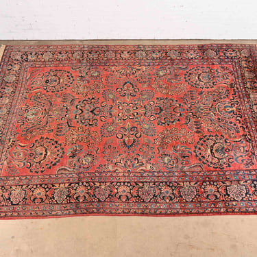 Antique Hand-Knotted Persian Sarouk Room Size Rug, Circa 1930s