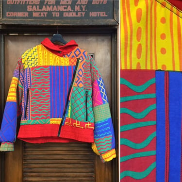 Vintage 1980’s “Castelbajac” New Wave Quilted Ski Jacket, 80’s New Wave, 80’s Ski Jacket, 80’s Neon Print, Tribal Print, Vintage Clothing 