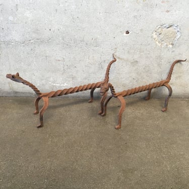 Vintage Iron Dragon Andirons