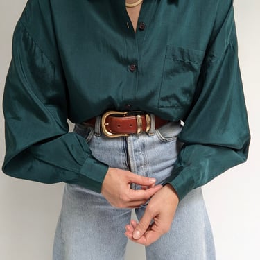 Vintage Evergreen Silk Blouse