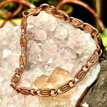 Vintage Copper S Link Chain Bracelet Retro Unisex Gender Neutral Jewelry Gift 