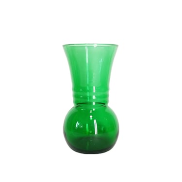 Vintage Green Glass Vase / Single Forest Green Harding Flower Vase / Colorful Mid Century Glass Table Decor 
