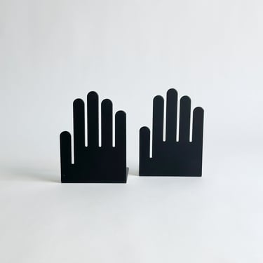 Postmodern Hand Bookends by Spectrum, Minimalist Office or Library Decor, Vintage 1980's 