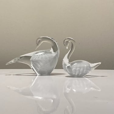 Pair of FM Ronneby glass swans signed and numbered 