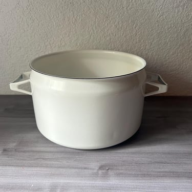 Vintage Finel Arabia Finland Seppo Mallat White Enamel Pot Mid Century 