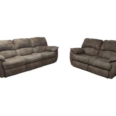 Modern Beige Fabric Reclining Couch/Loveseat Set