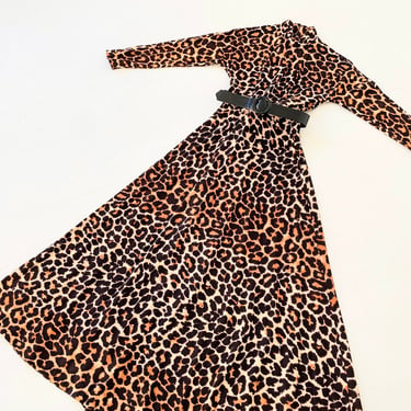 1970s Leopard Print Dress with Circle Belt 