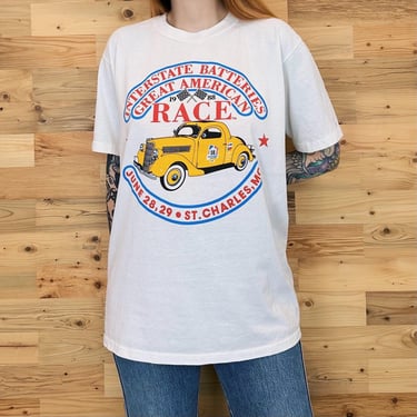 80's Vintage Interstate Batteries Great American Race Tee Shirt T-Shirt 