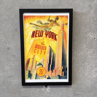 Framed Travel Poster "New York, The Wonder City"