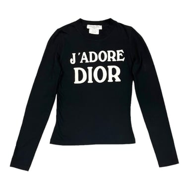 Dior 'J'Adore' Black Logo Long Sleeve Top