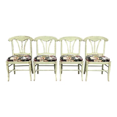 Italian Made Rustic European Farmhouse Dining Chairs - Set of 4 