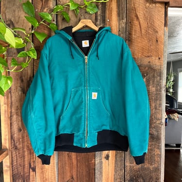 Vintage 90s Y2K Carhartt Canvas Jacket Seafoam Green Sizs XL 