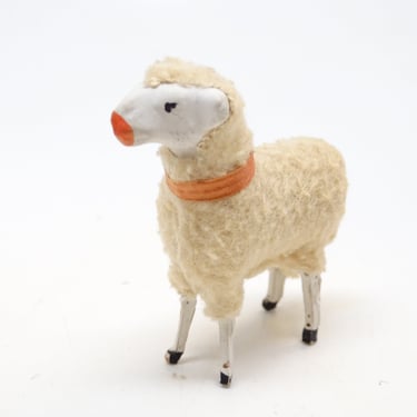 Antique 1930's German 2 1/4 Inch Wooly Sheep, for Putz or Christmas Nativity, Vintage Easter 